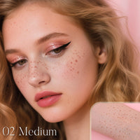 Prreal Eyeliner Freckle Pen,2 in 1 Medium Freckle Stamp and Black Liquid Eyeliner,Waterproof,Quick Dry,Natural Lifelike Freckles Makeup,Magic Fake Freckles Pen, 02