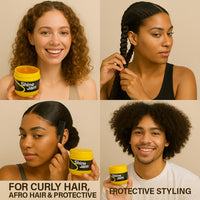 GOMARKET® Ampro Shine N Jam Braiding Gel Extra Hold 113.5g + 3pcs Slick Back Hair Brush Set | Styling Gel for Curly Hair, Edge Control Gel, Hair for Braiding, Curl Jelly, Afro Hair Products