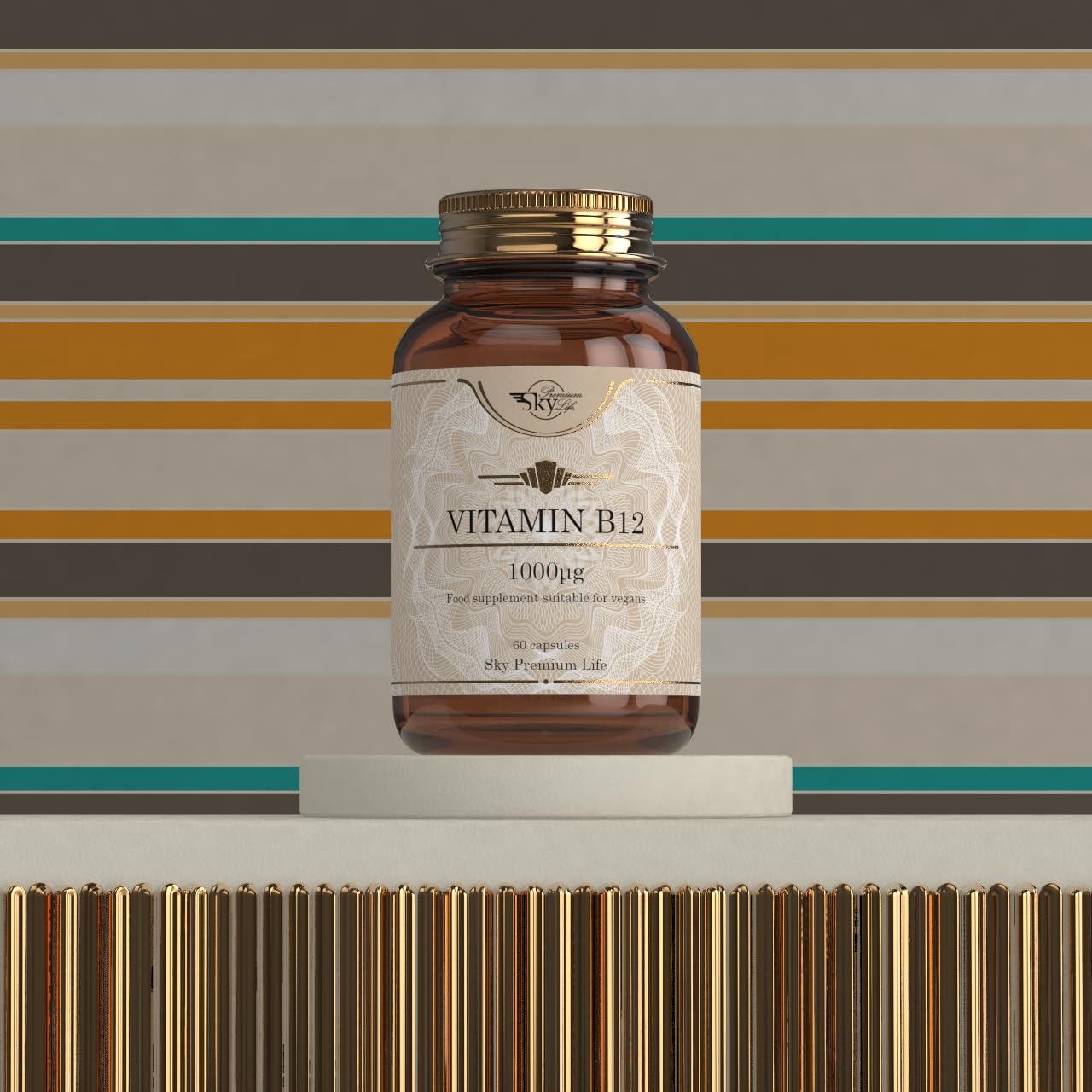 Sky Premium Life Vitamin B12 Food Supplement - 120 Capsules Vitamin B12 1000μg and Folic Acid - Vegan Friendly