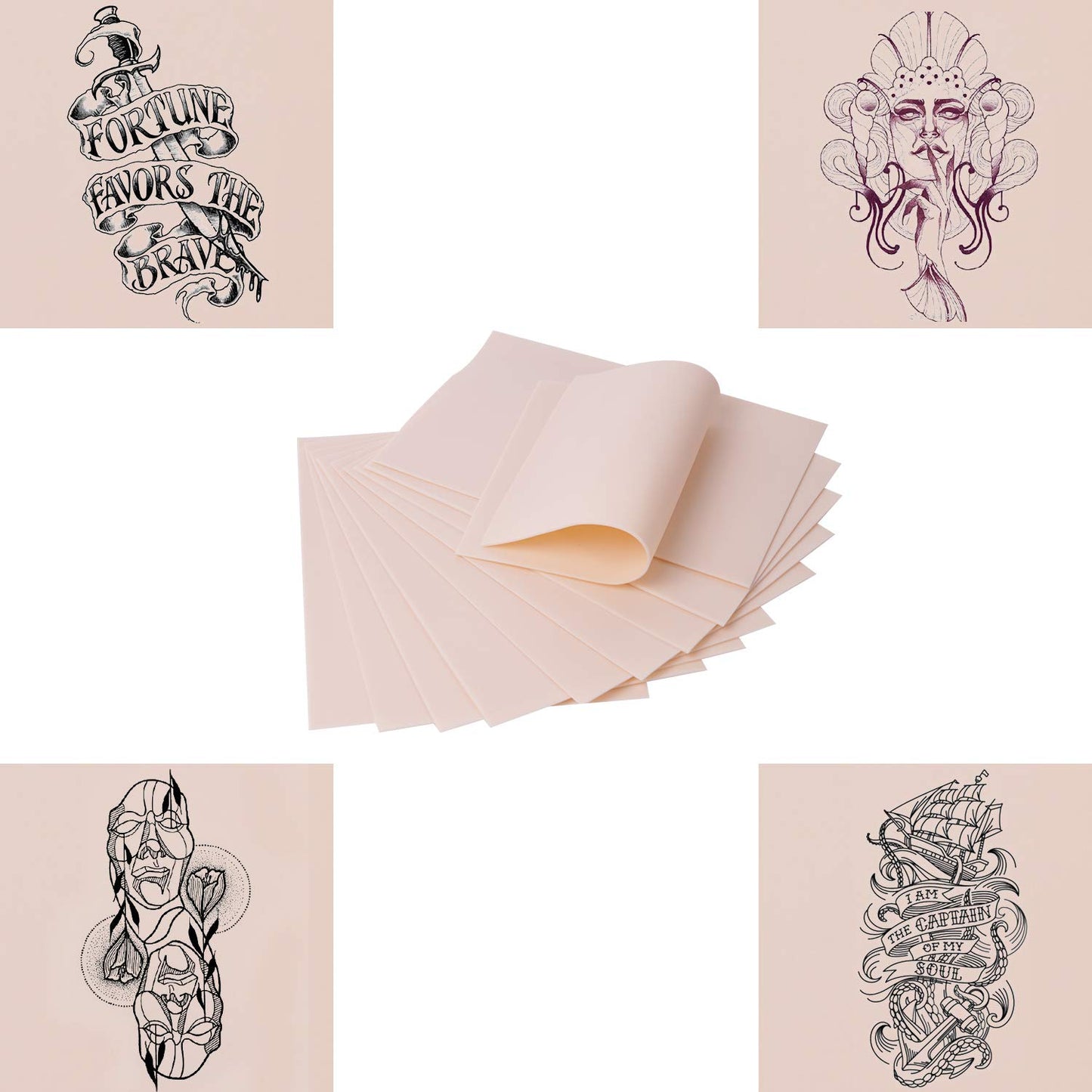 Blank Tattoo Tatouage Practice Skin, Gospire Double Sides 10pcs 8x6in Tattooing and Eyebrow Practice Skin for Beginners and Experienced Artists