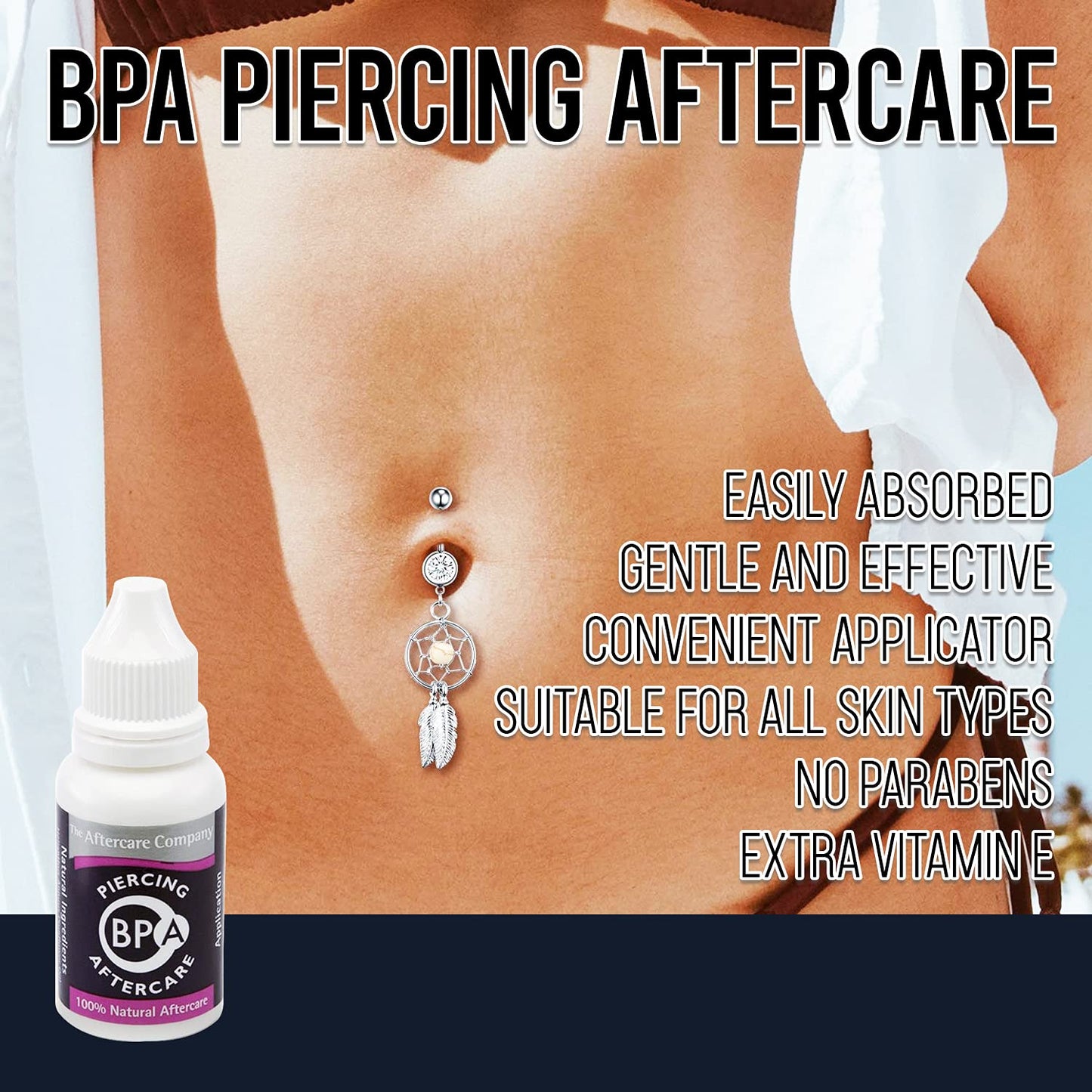 BPA Piercing Aftercare 1 x 10ml Bottle from The Aftercare Company - Dermatology Tested - Vegan Friendly - Cruelty Free - Unique Formula