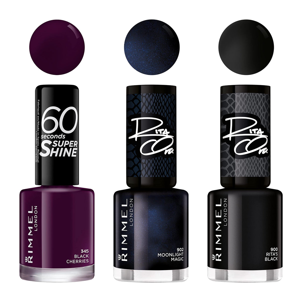 Rimmel London Rita Ora 60 Seconds Super Shine Nail Polish, 900 RITAS BLACK, 8 ml, Packaging May Vary