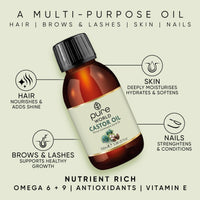 Pure World Natural Castor Oil 100ml. Cold & Freshly Pressed 100% Pure and Undiluted Hexane Free for Eyebrows, Nails, Beard, Hair, Eyelash Growth Cruelty Free Food Grade