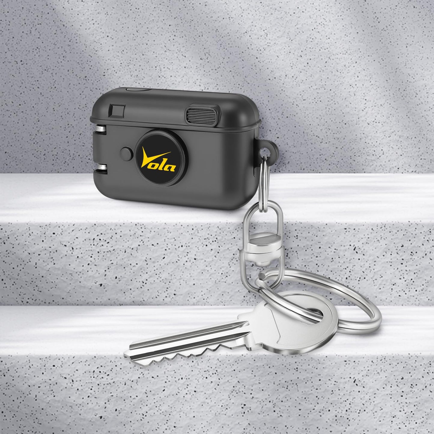 Vola Portable Collapsible Nail Clipper Travel Foldable Stainless Steel Keychain Bright Black