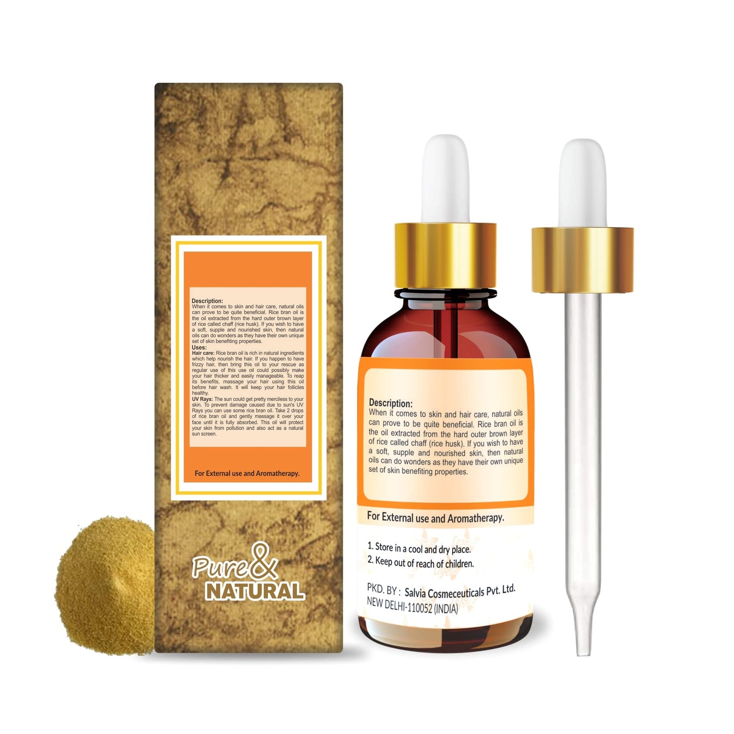 Crysalis Rice Bran (Oryza Sativa L.) Oil | Pure & Natural Undiluted Cold Pressed Carrier Oil - 30ml/1.01fl oz