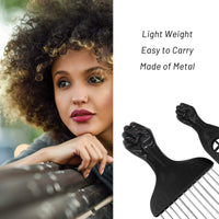 5 Pack Afro Pick Afro Comb Metal Picks for Hair, Afro Pick Combs for African American Hair Styling Tool Hair Comb for Hair Styling Hair Picks for Curly Hair Fist Pick for Hair