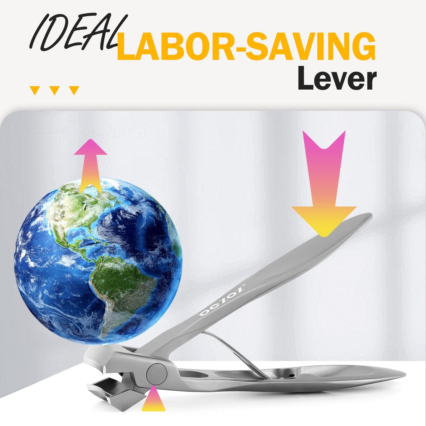 BEZOX Nail Clippers -Large Toenail Clippers for Thick Nails with 17mm Wide Jaw Opening with Nail File, Sharp Curved Blade Finger Nail Clippers, Heavy Duty Nail Cutter Trimmer for Men Seniors