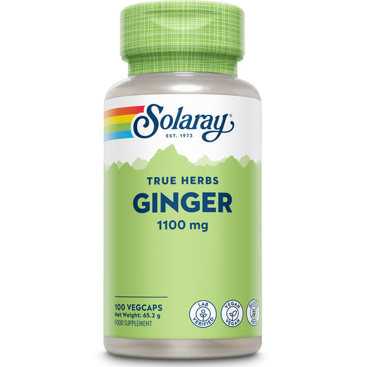 SOLARAY Ginger - 100 Vegan Capsules - High Strength Ginger Supplement Not Tablets or Shot - Zingiber Officinale Root - Non GMO & Lab Verified - Solaray