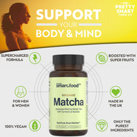 The Pretty Smart Food Co Green Tea Extract Capsules - Organic Matcha Green Tea Tablets - Boosted with Turmeric, Acerola Cherry & Black Pepper - 1360MG Complex - Green Tea Supplement - 60 Capsules - UK Made