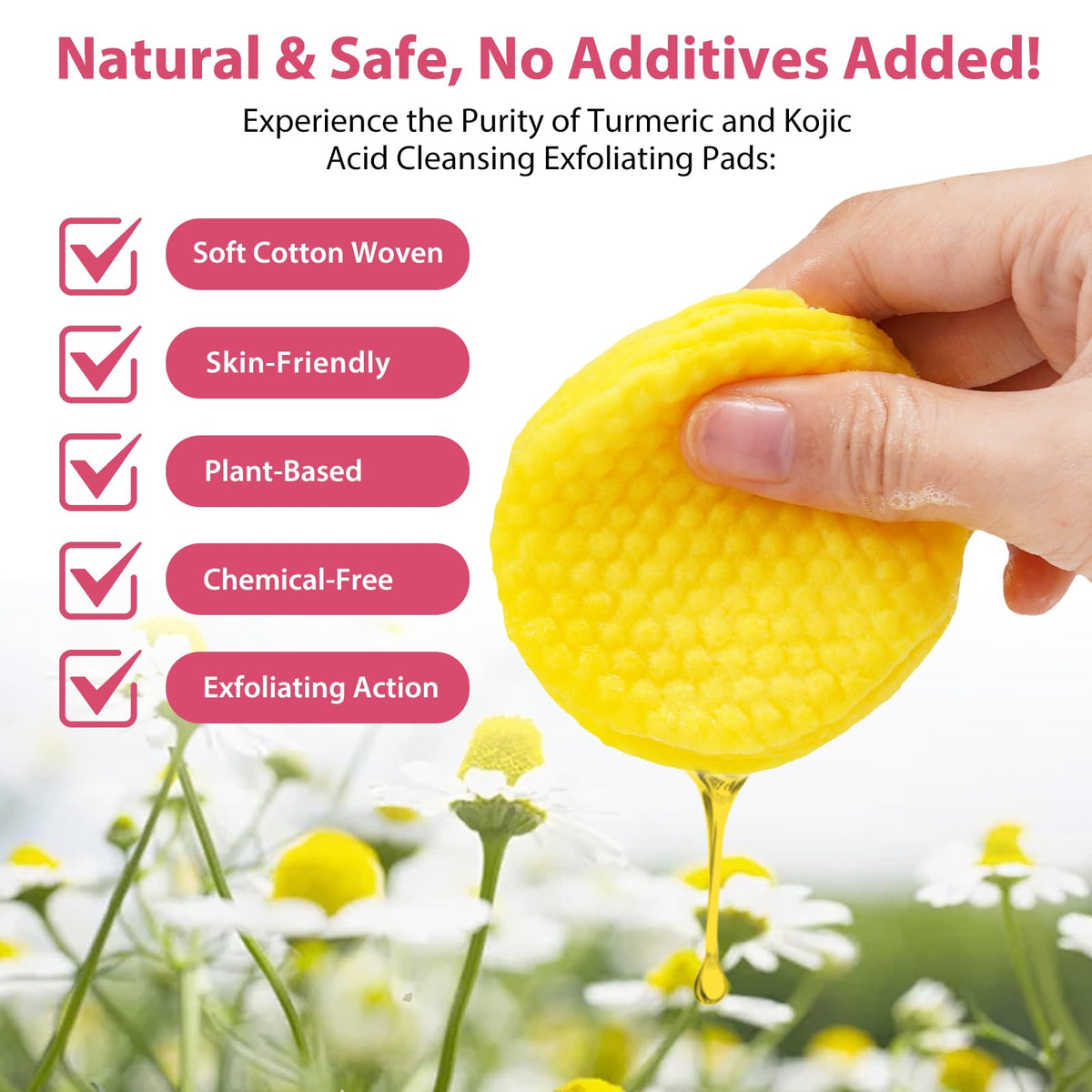 VCTSOF Kojic Acid And Turmeric Pads, 80PCS Resurfacing Pads For Face & Body, Turmeric And Kojic Acid Cleansing Pads, Exfoliating Cleansing Pads, Facial Sponges For Cleansing