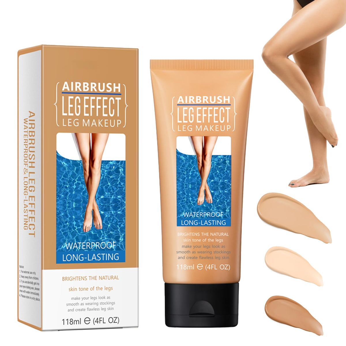 DRTRU Leg Makeup Waterproof No Transfer, Leg Make Up to Cover Veins, Leg and Body Scar Tattoo Cover Up, Light, Easy Application, Concealer Full Coverage(#2 Wheat Color, 4 FL OZ)
