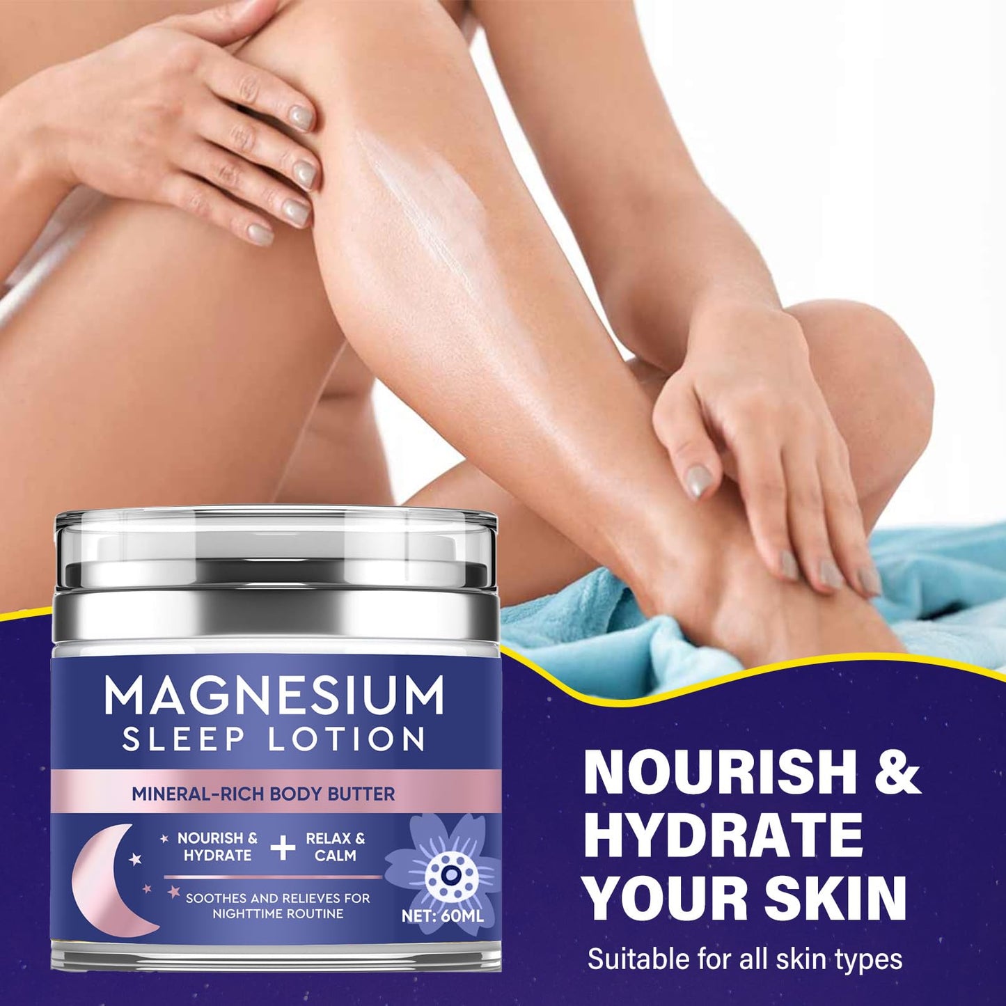 LAORICI Magnesium Cream, High Strength Magnesium Butter, Magnesium Soothing Sleep Cream for Relief Restless Legs-Soothes Muscles-Relaxant for Cramps & Pain