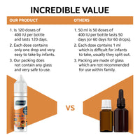 PROHEALTH Certified Preservative-Free Vegan Vitamin D3 Drops for Infants & Children - Sugar-Free, All-Natural, NHS Approved (4-Month Supply, 3-Pack)