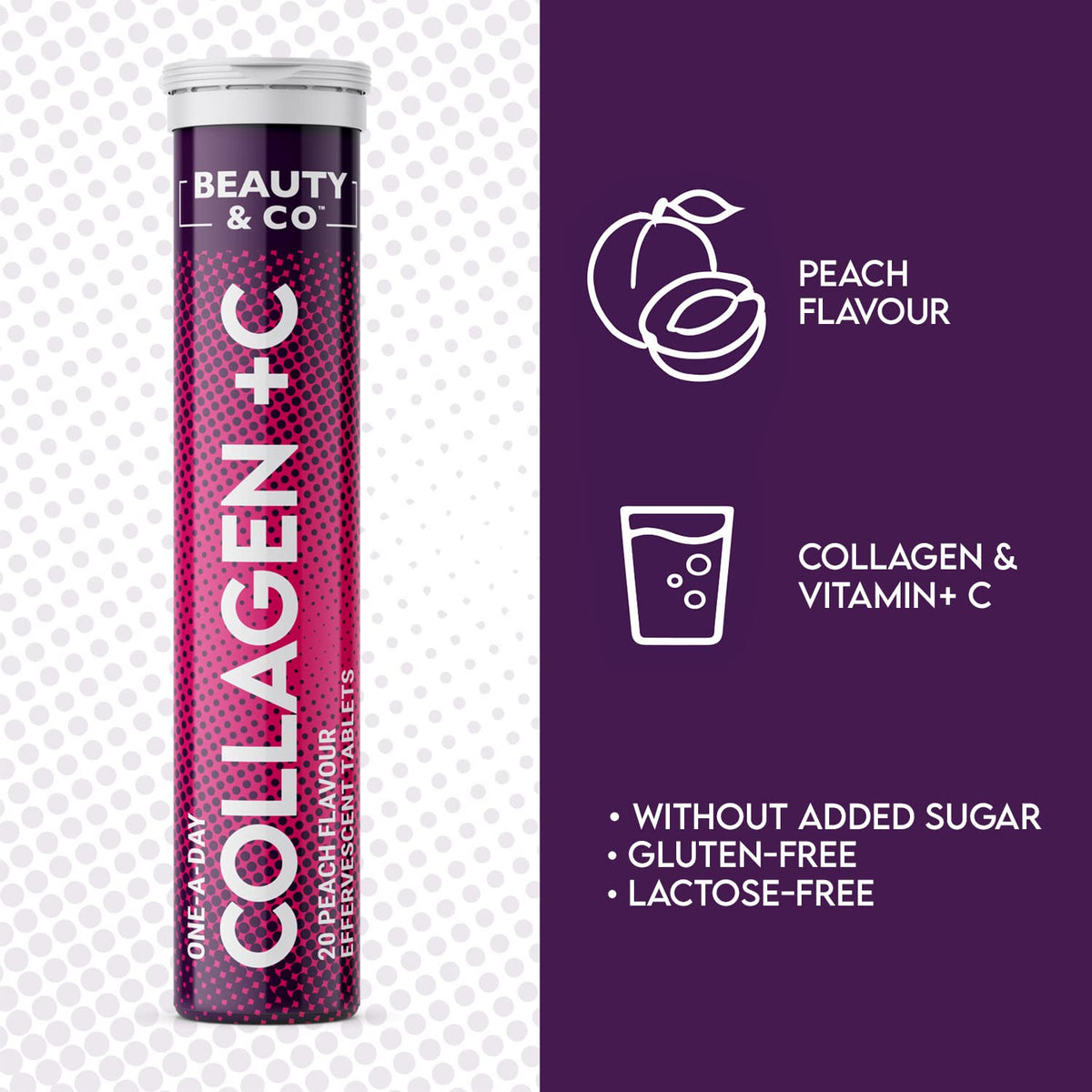 Beauty & Co Beauty&Co. Collagen Effervescent- Marine Collagen & Vitamin C Supplement - 500mg Per Tablet (6 Tubes)