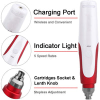 Poysuper Professional Derma Pen Microneedling Pen with 12 PCS Cartridges 0.25mm For Hair Skin Care Micro Needle Machine (N2)