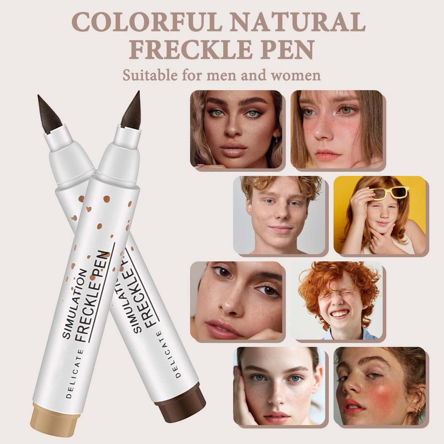 GMHLLES 4PCS Freckle Pen, Natural Lifelike Freckle Makeup Pen, Fake Freckles Waterproof and Long-Lasting for All Skin Types(Light&Dark Brown)