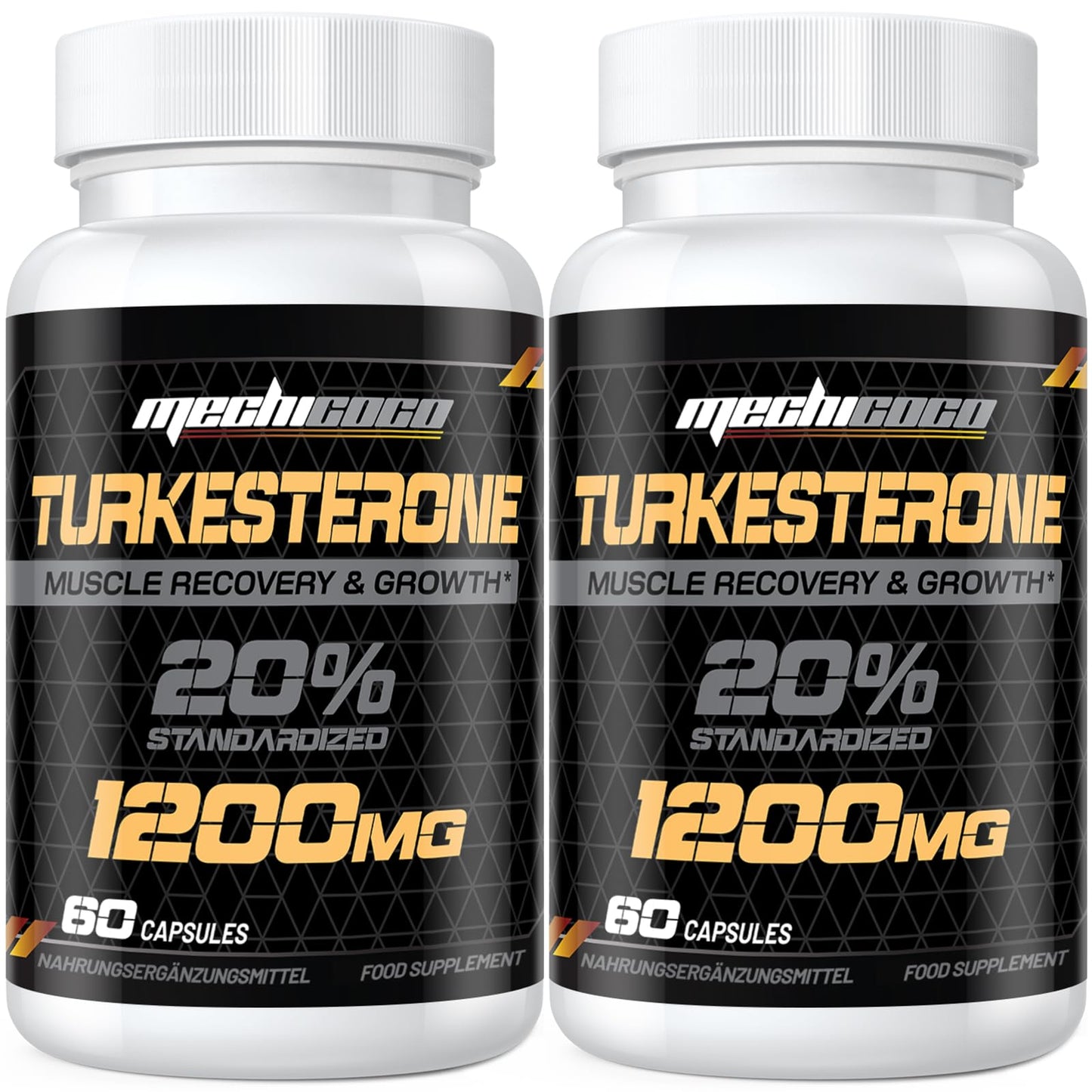 Mechicoco Turkesterone Supplement 1200mg Ajuga Turkestanica Extract (2 Packages)- High Strength, Standardized to 20% Turkesterone, Muscle Growth & Strength - Vegan, Free from Soy, Additives