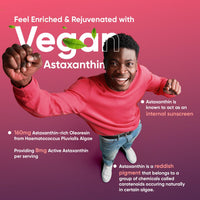 Vegan Astaxanthin High Strength - 180 Capsules - 8mg Active Astaxanthin from 160mg Hawaiian Haematococcus Pluvialis Algae - Pure & Natural Astaxanthin - Skin & Immunity Supplement - Allergen Free