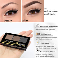 EONFAVE Eyebrow Powder - Three-Color Eyebrow Palette- Eyebrow Pomade - Easy to Apply Eye Makeup kit - Waterproof, sweat-proof, no blooming Long Lasting - Naturally-Looking Brows All Day