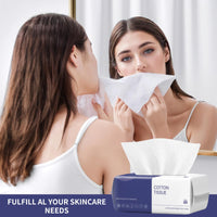 BODFPPC Disposable Face Towel, 100 Count Face Towels for Washing Soft Cotton Dry Wipes Facial Cloths Towelettes for Washing and Drying, Facial Tissue for Cleansing, Skincare and Makeup Remover