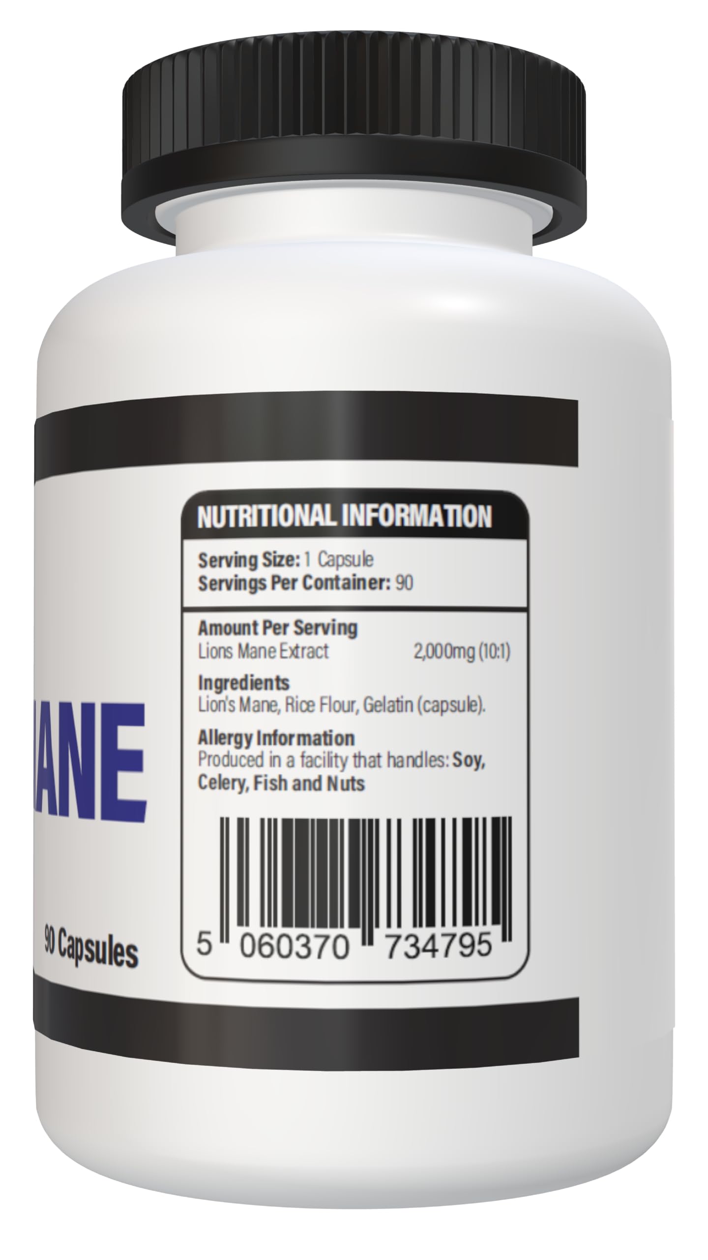 Pure: Vitality Pure Lions Mane 2,000mg (90 Capsules) - GMP HACCP Certified - UK Manufacturer