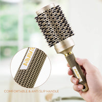 AIMIKE Round Brush, Nano Thermal Ceramic & Ionic Tech Hair Brush, Round Barrel Brush with Boar Bristles, Enhance Texture for Hair Drying, Styling, Curling and Shine (Barrel 2.1 inch) + 4 Free Clips by Aimike
