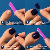 Generic Dark Blue Glitter Gel Starry Sparkle False Toenails - Short Square Full Coverage Press On Pedicure Set In 12 Sizes For Women, Elegant Glamorous Solution For Everyday Wear And Special Occasions