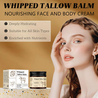 Beef Tallow for Skin | Whipped Tallow Balm | Organic Whipped Tallow with Sodium Hyaluronate & Calendula Extract | Tallow Face Moisturizer | Nourishing Face and Body Cream - Deep Hydration