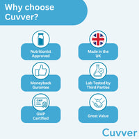 Cuvver Probiotics & Organic Prebiotics Complex - 30 Billion CFU, 1 Month Supply, 10 Live Bacterial Cultures, Gut Health Supplement - Bloating & Digestion - Made in UK, 30 Vegan Capsules