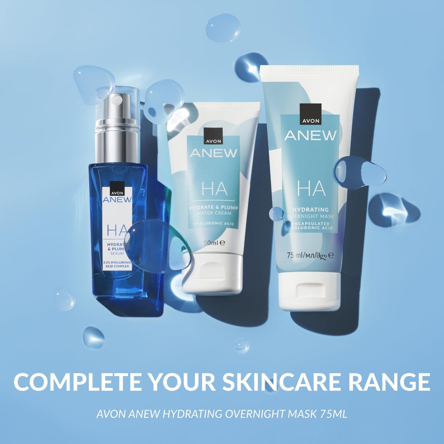 Avon Anew Spa at Home Hydrating Hyaluronic Gift Set, Contains Hydrate & Plump Serum 30ml & Water Cream 50ml, Quench Thirsty Skin and Lock in Hydration, Cruelty Free