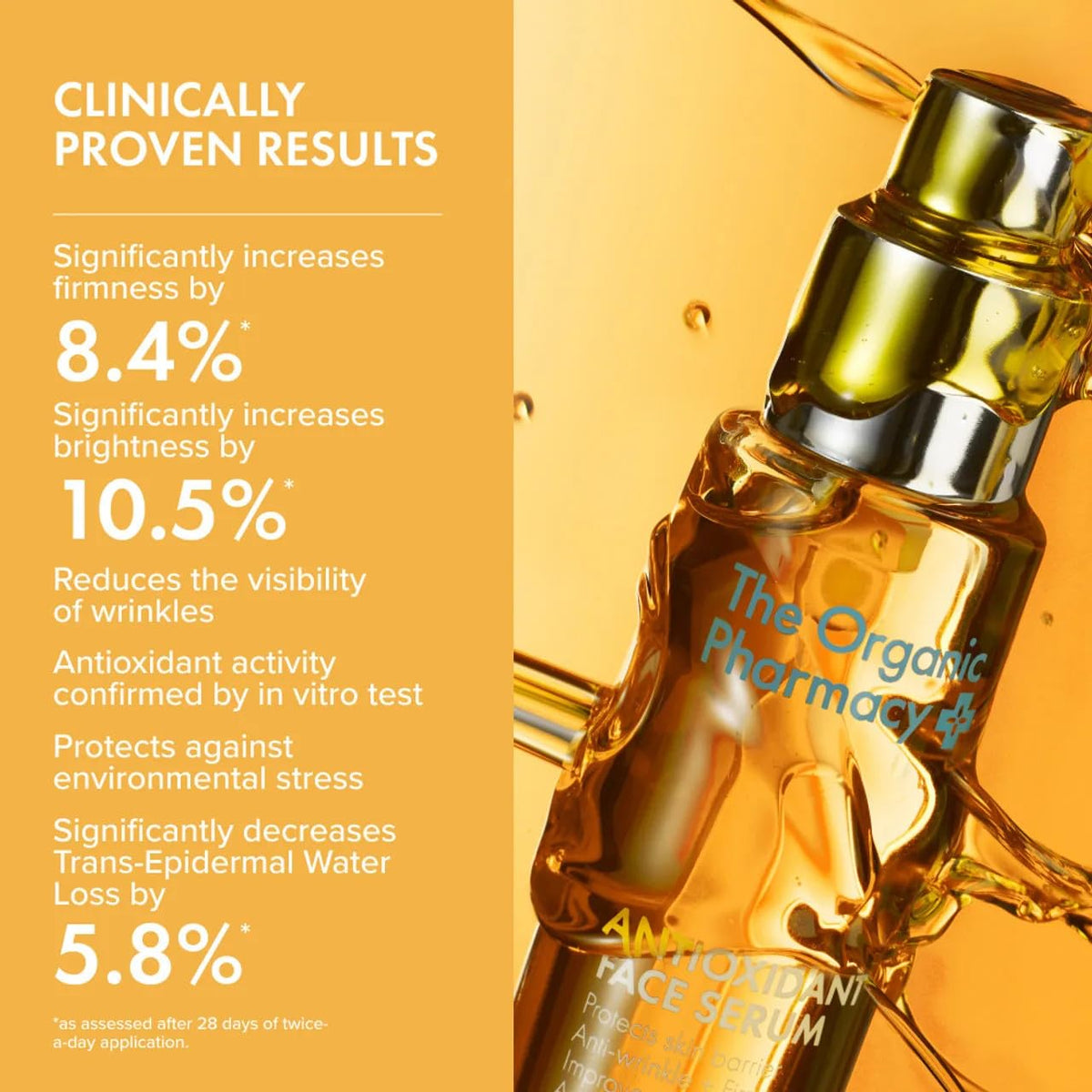The Organic Pharmacy Antioxidant Face Serum, 35ml - Oil-Serum Packed with Antioxidants - Anti-wrinkle and Firming - 99.8% Organic, 66% Natural