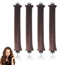 LIYANHU 4 Pcs Heatless Blowout Rods, Brown Overnight Blowout Rods, Heatless Curls, Heatless Curling Rod, Blow out Rods - No Heat Curls to Sleep for Curl Rods, Women Long Hair for All Hair