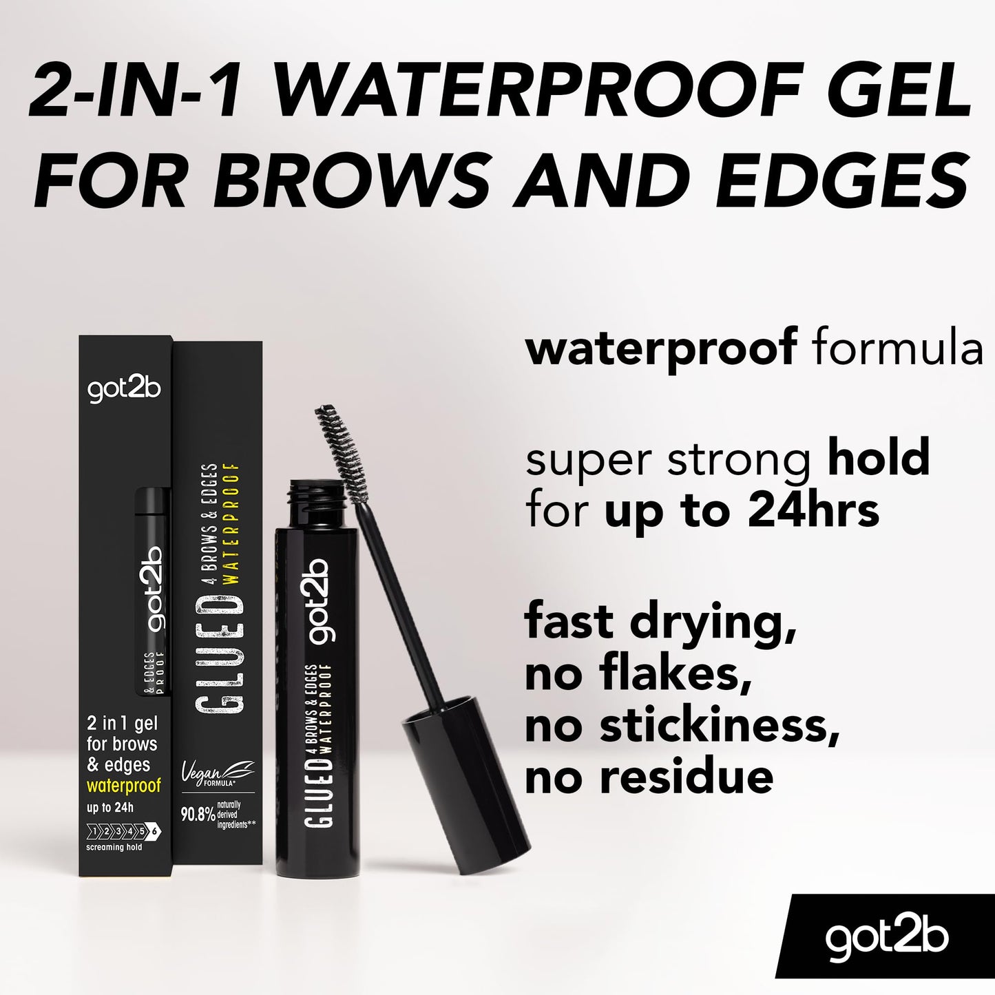 got2b glued for Brows & Edges eyebrow gel, vegan waterproof eyebrow gel, fast drying with no residue or stickiness 16ml