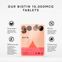 Fitness Health Biotin 10,000mcg 120 Tablets - Supplement for Hair, Skin, and Nails for Women & Men - Maximum Strength Pure Biotins - B Vitamin - High Strength Vegan Biotin's - GMP Approved