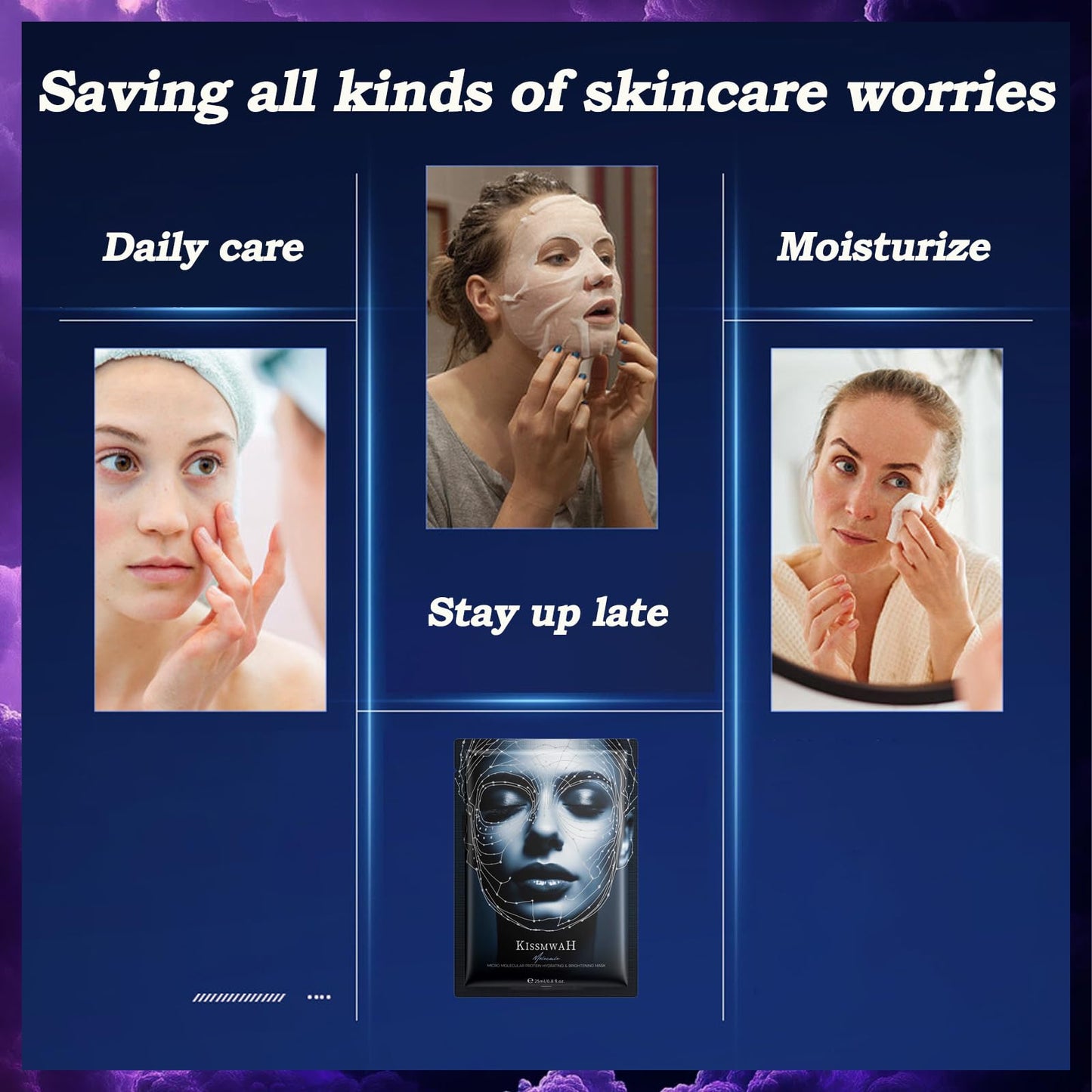 Micro Molecular Protein Hydrating Translucent Deep Moisturizing Mask, Makeup Base After Sun Repair Daily Care Mask for Moisturizing Dry Skin (5 pieces)