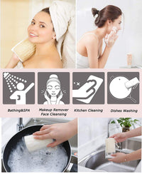 SINOFO 6 pack Natural Loofah Sponges Biodegradable Body Scrubbers, Exfoliating Loofah Bath Sponge Buff Away Dead Skin Smoother Great for Shower Scrubbing and Kitchen Cleaning (4 inch) (6 Pack-b)