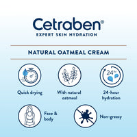 Cetraben Natural Oatmeal Cream Body Cream Dry Skin Moisturiser Suitable For Sensitive and EczemaProne Skin - 190g