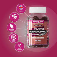 Nutrigums Perimenopause Support Gummies | 60 Vegan Hormonal Balance Supplement Gummies | Red Clover, Ashwagandha, Maca, Ginseng & Vitamins B6, B12, D & C | Energy & Mood Support | Citrus Flavour | by NUTRIGUMS®
