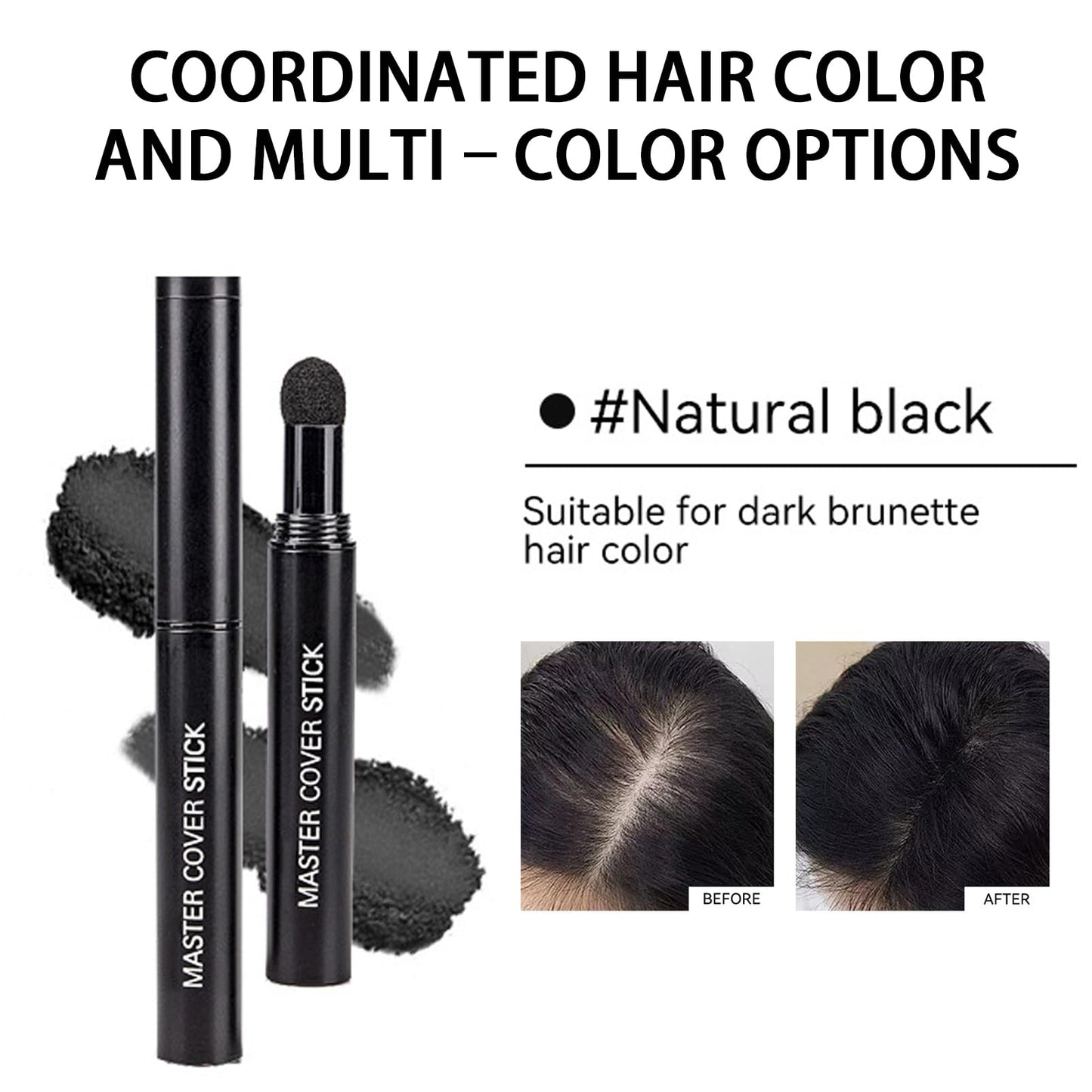DMQ Root Touch Up Stick, Hair Root Dye, Black Hairline Powder,Quick Cover Grey Hair Root,Waterproof & Long Lasting,Hairline Powder Stick for Women Men