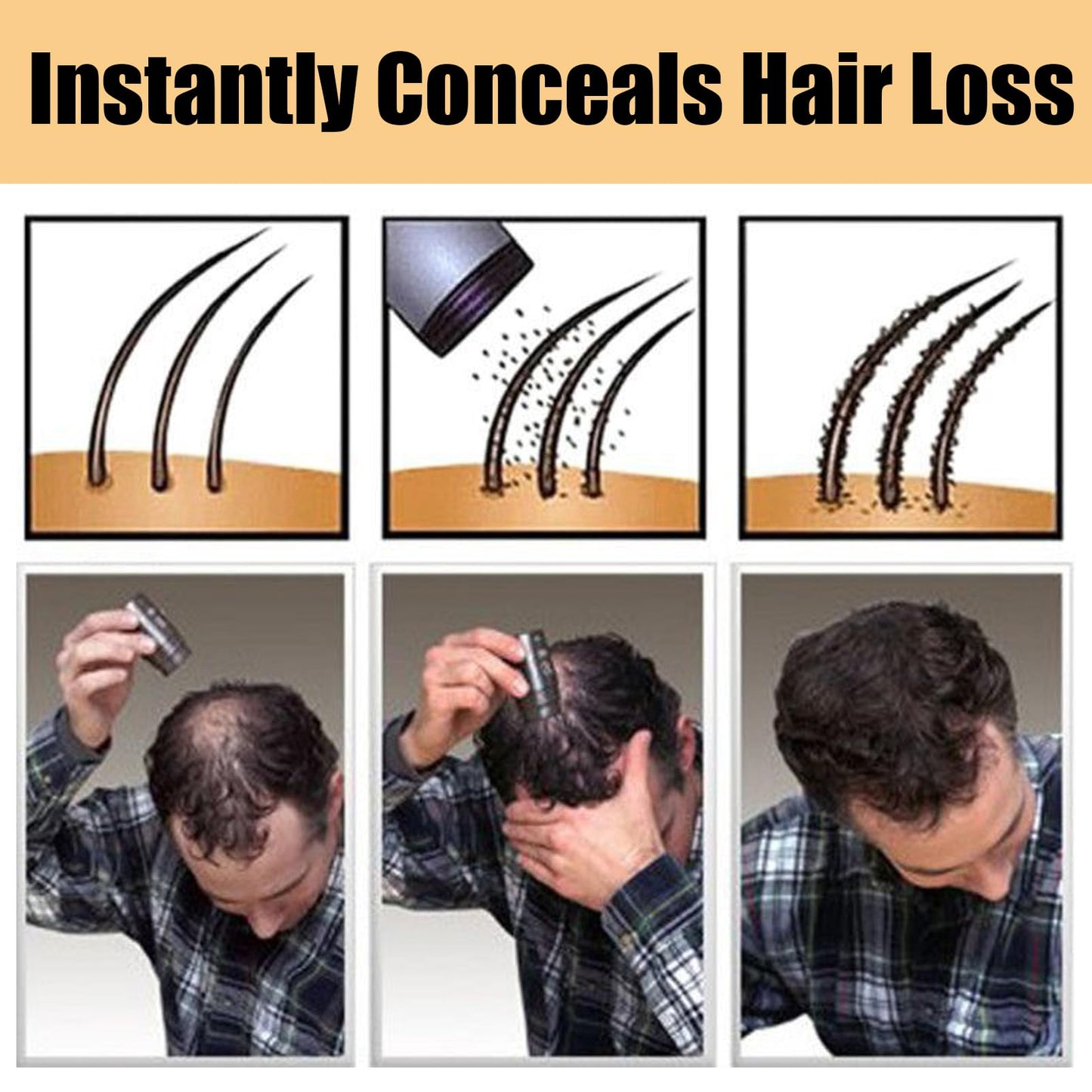 DMQ Hair Building Fibers,Natural Hair Fibers for Men & Women,Hair Fibres Dark Brown,Hair Powder for Thinning Hair,Easily Cover & Waterproof,Hair Loss Concealer,Instantly Conceals Hair Loss,Soft Powder