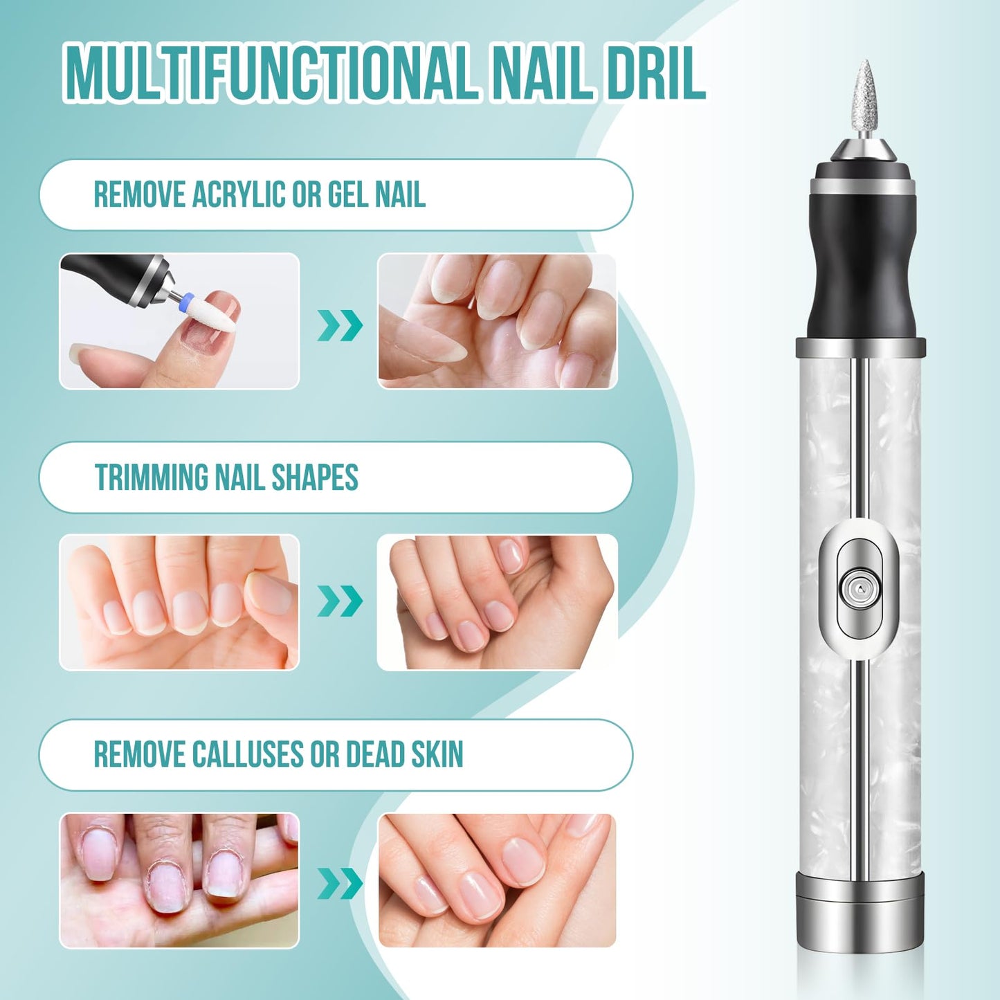Leikedun Electric Nail File for Thick Toe Nails, 4 Speeds Nail Grinder for Thick Toenails Set for Various Nails and Shapes