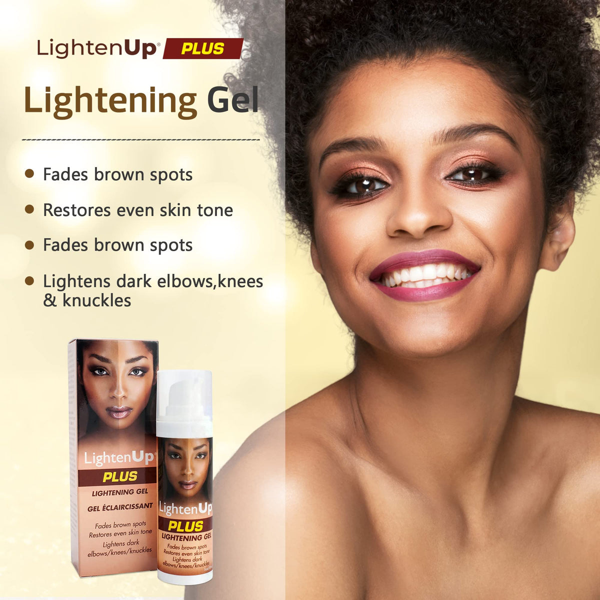 OMIC Lighten-Up LightenUp Plus, Skin Brightening Gel - 30ml/1 Fl oz - Moisturizing Gel to Restores Even Skin Tone, with Shea Butter & Coconut Oil