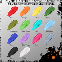 YBUETE Ogre Green Face Body Painting Stick, Professional Green Full-coverage Cream Face Paint for Hunting Camo Halloween SFX Witch Shrek Cosplay Makeup, Washable Body Paint for Adult Carnival