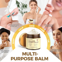 Ultrove ULTROVE Beef Tallow and Honey Balm for Skin, Natural Face + Body Moisturizer with Organic Grass-Fed Beef Tallow & Raw Wild Honey for Dry & Sensitive Skin, 4.23oz