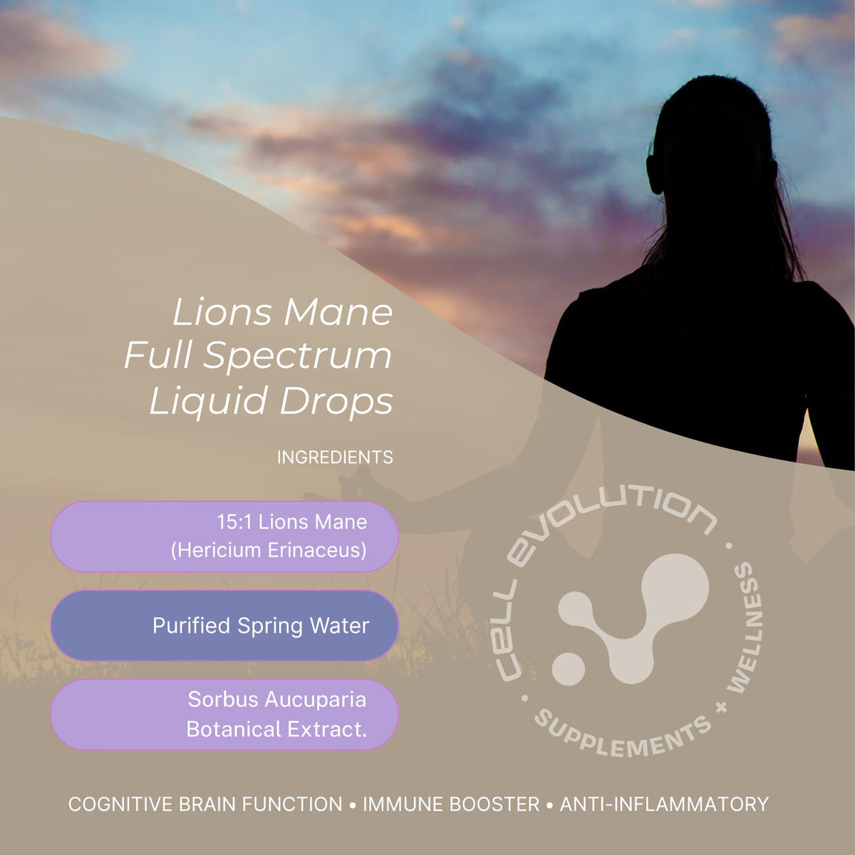 Cell Evolution Lions Mane Full Spectrum Liquid Mushroom Drops Supplement, Super Strength 90,000mg (15:1), Increased Focus, Energy & Decreased Brain Fog, Natural & Suitable for Vegans
