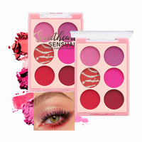 LYNTYAOU Pink Eyeshadow Palette, Pink Make-Up Palettes Shimmer Eye Shadow, Highly Pigmented Longlasting Matte Shimmering Make up Set, 6 Colour Waterproof Eye Shadow Palette
