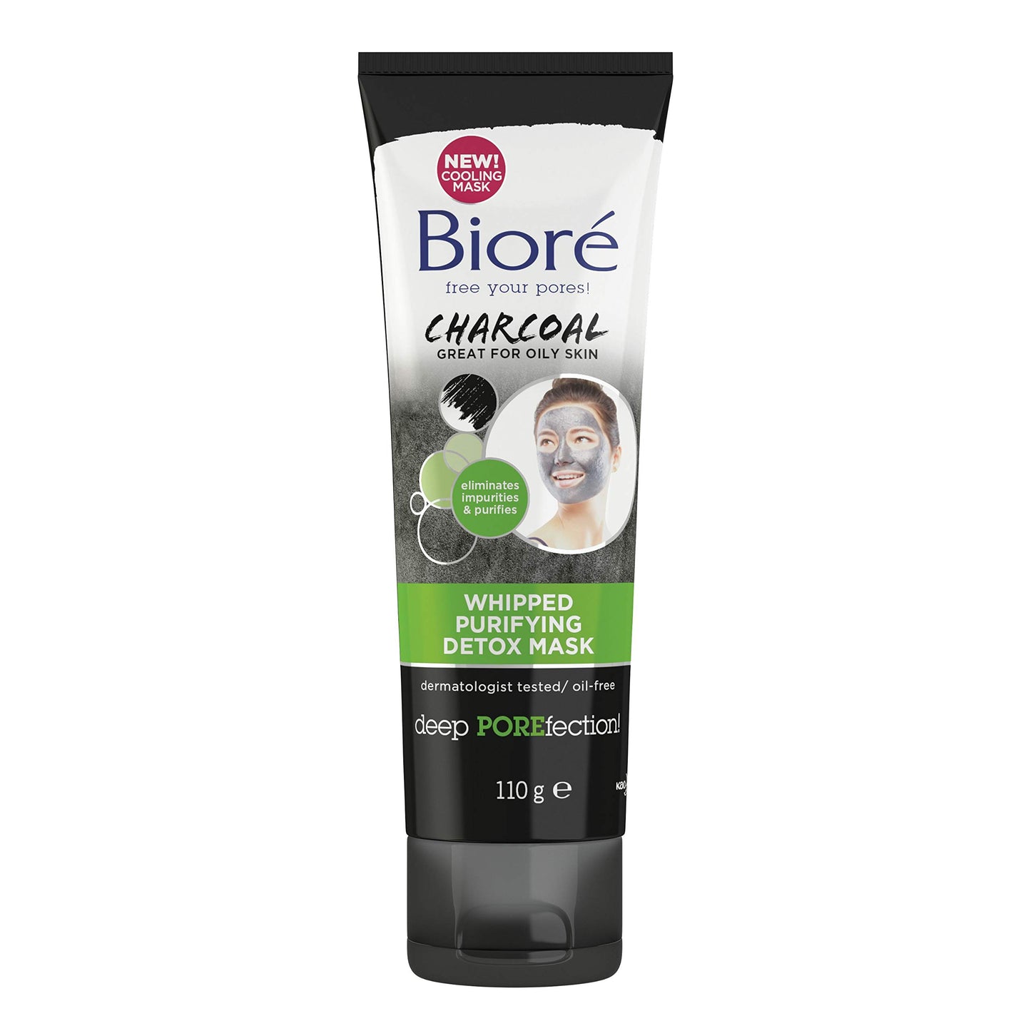 Biore Charcoal Whipped Purifying Detox Face Mask for Oily Skin, 110g
