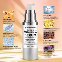 Women's Super Vitamin Face Serum: Anti Aging Facial Skin Care with Hyaluronic Acid, Niacinamide, Peptides, Vit C, E- Face Cream for Mature Women Over 70 60 50
