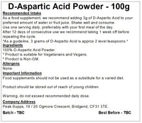 Peak Supps D-Aspartic Acid Powder | Pure DAA (100g)