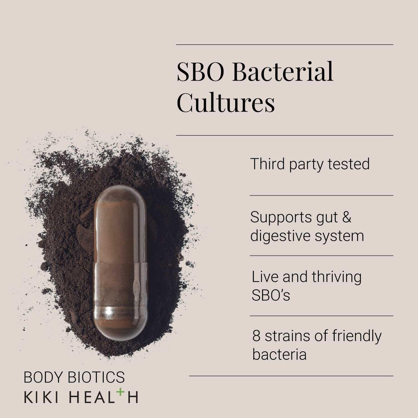 KIKI HEALTH KIKI Health Body Biotics for Men & Women | Probiotics Supplement | Strengthens Digestive & Gut Health | Reduces Bloating | Dietary Probiotics for Colon & Immune Health | Promotes Wellness (120 Count)